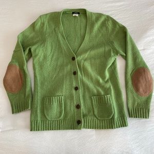 J Crew Women Vtg. Green Cashmere 3/4 slv cardigan